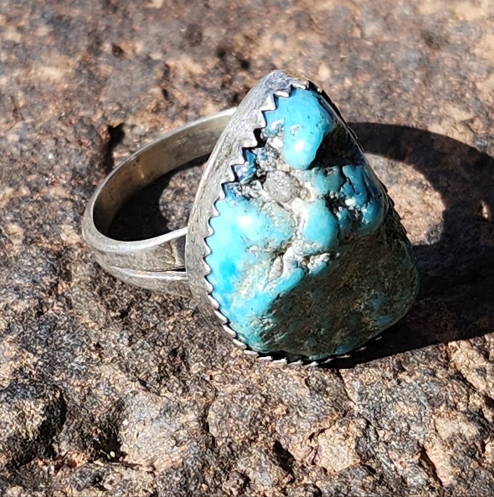 Sterling Silver Vintage Turquoise Nugget Ring